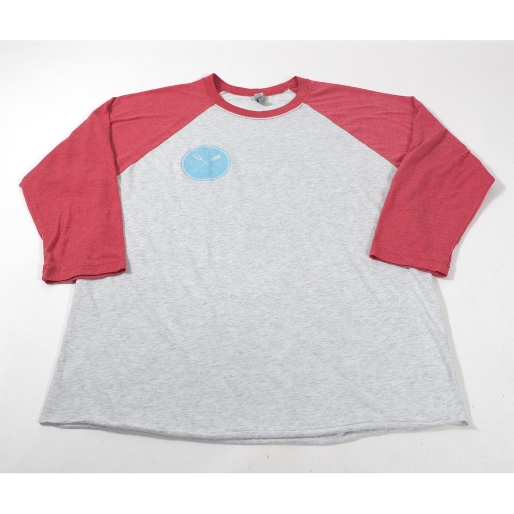 Next Level Baseball Shirt Mens L Gray Red Ivanhoe Park Brewing Co Raglan 3/4 Tee